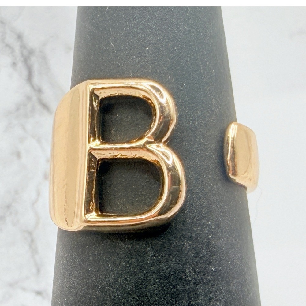 Initial B Ring Gold Tone Open Back‎ Monogram Letter Ring Size 5.75 New Unworn